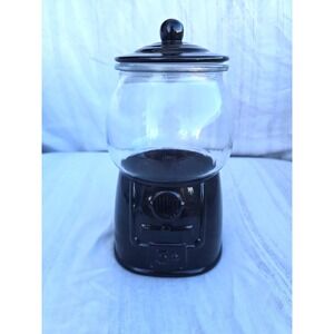 Vintage-Inspired Glass Gumball Jar Black Base with Lid 9 Inch